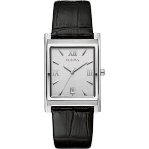 Black Leather Strap, Rectangle Dial Style: 96B107